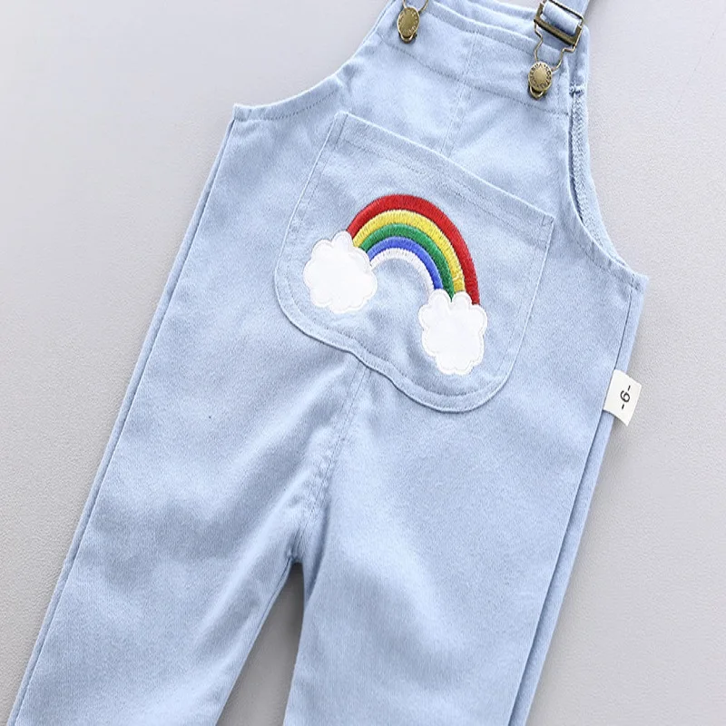 

Kids Clothes Print Rainbow Hooded Long Sleeve Striped Clothes And Suspenders Pants Two-piece Suit Kids Clothes Girls Boy Fashion