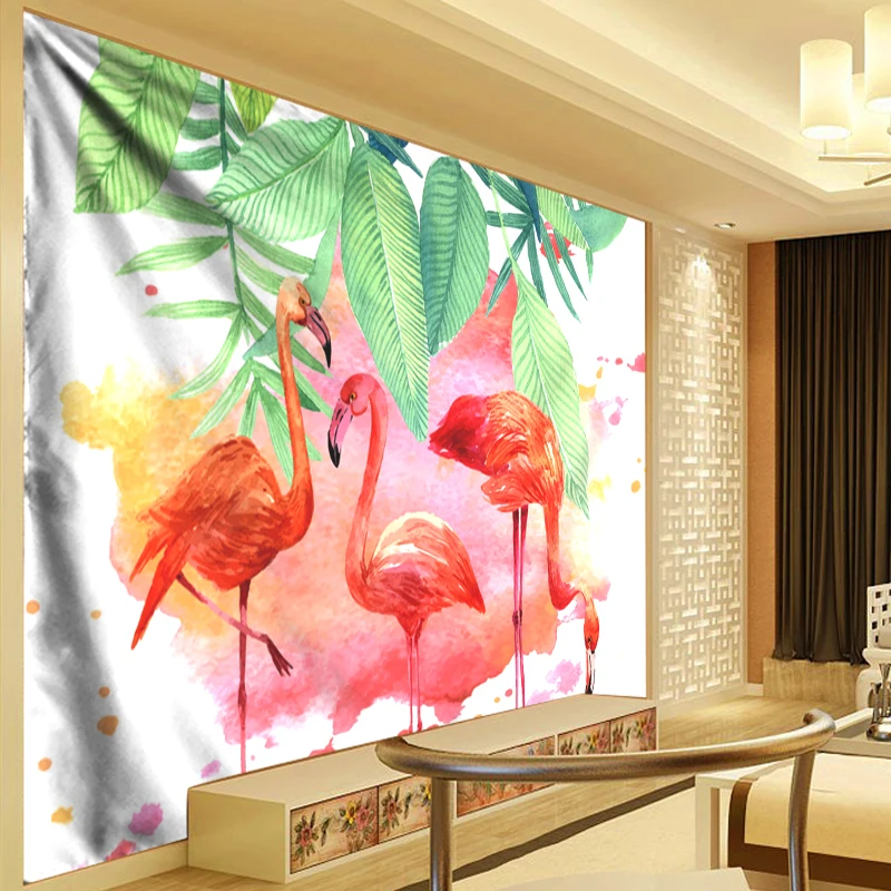 

Watercolor Flamingo Tapestry Wall Hanging Tropical Plant Printed Psychedelic Hippie Tapestries Boho Home Decor tapiz pared tela
