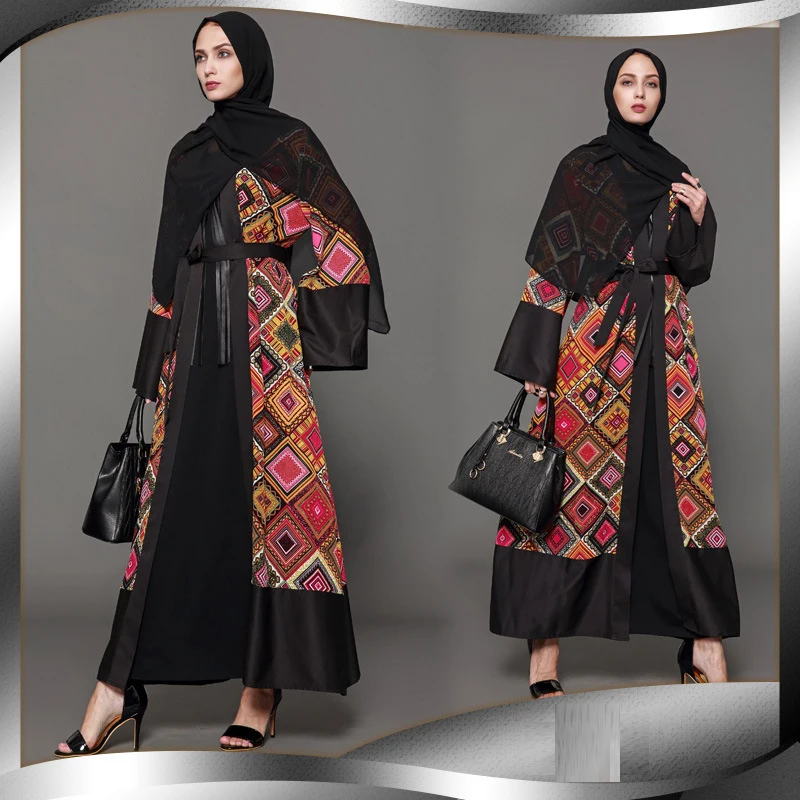 

2020 New Fashion Printing Muslim Abaya Retro Cardigan Women For Muslim Women Cardigan Crop