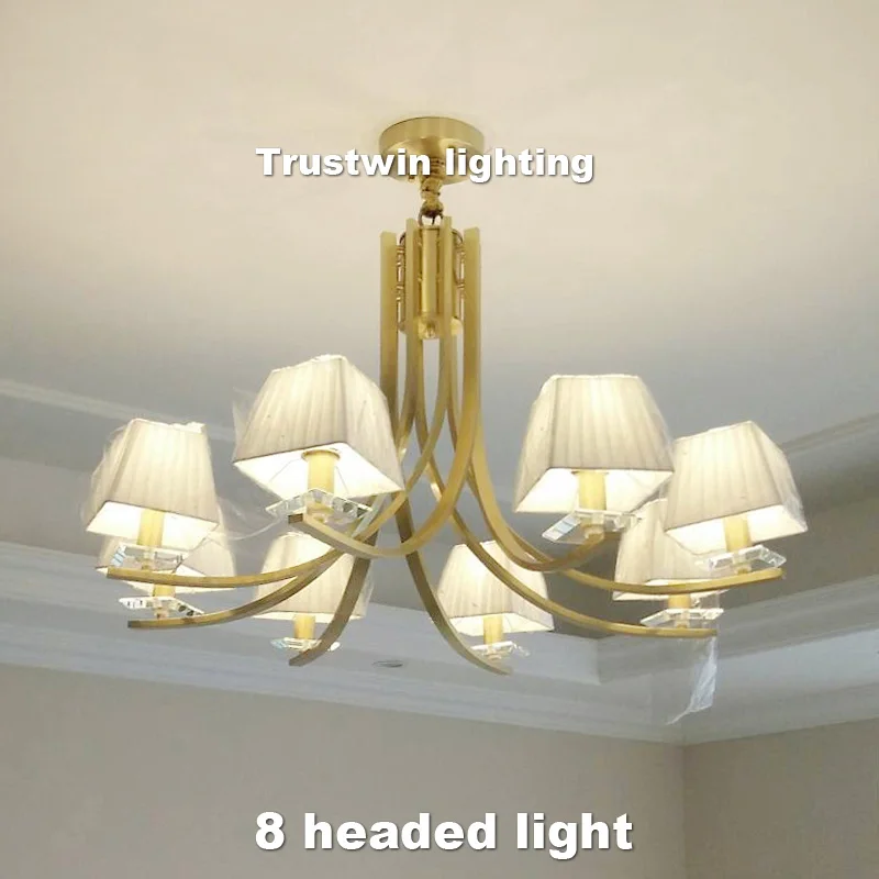 Подвесная люстра в американском стиле с тканевым оттенком светодиодный