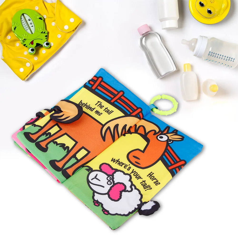 Моющаяся Ткань Книга Kidsbooks ребенка раннего обучения срывая джунгли хвост