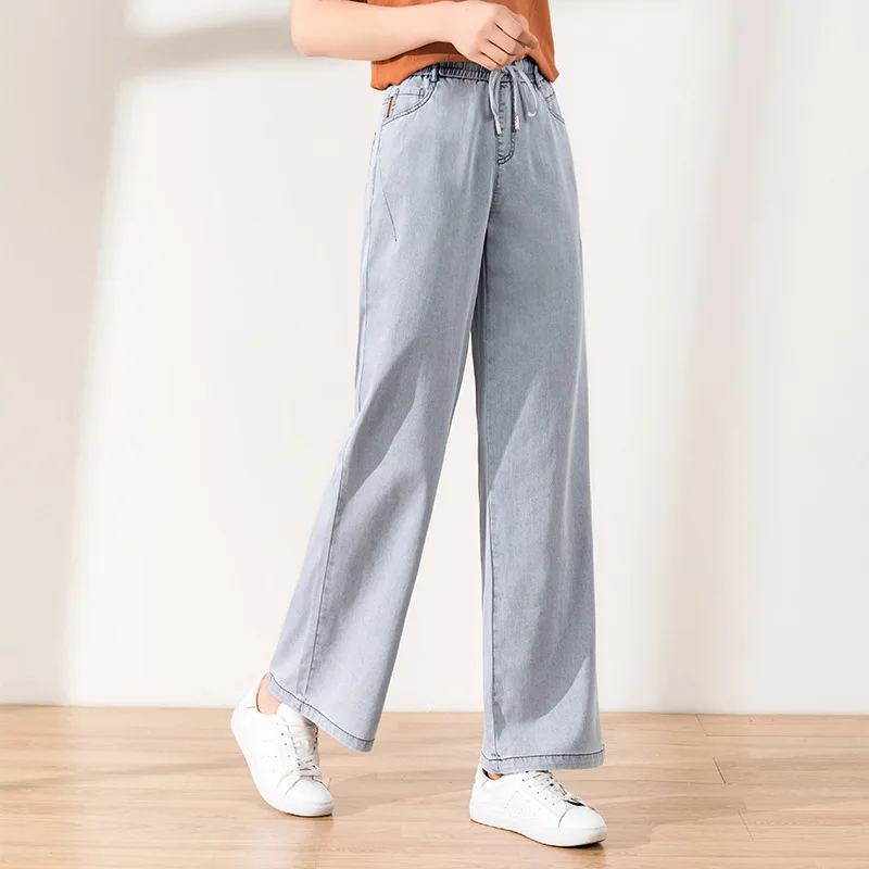 Новинка 2020 ковбойские широкие брюки мягкие тянущиеся из тенселя с высокой талией