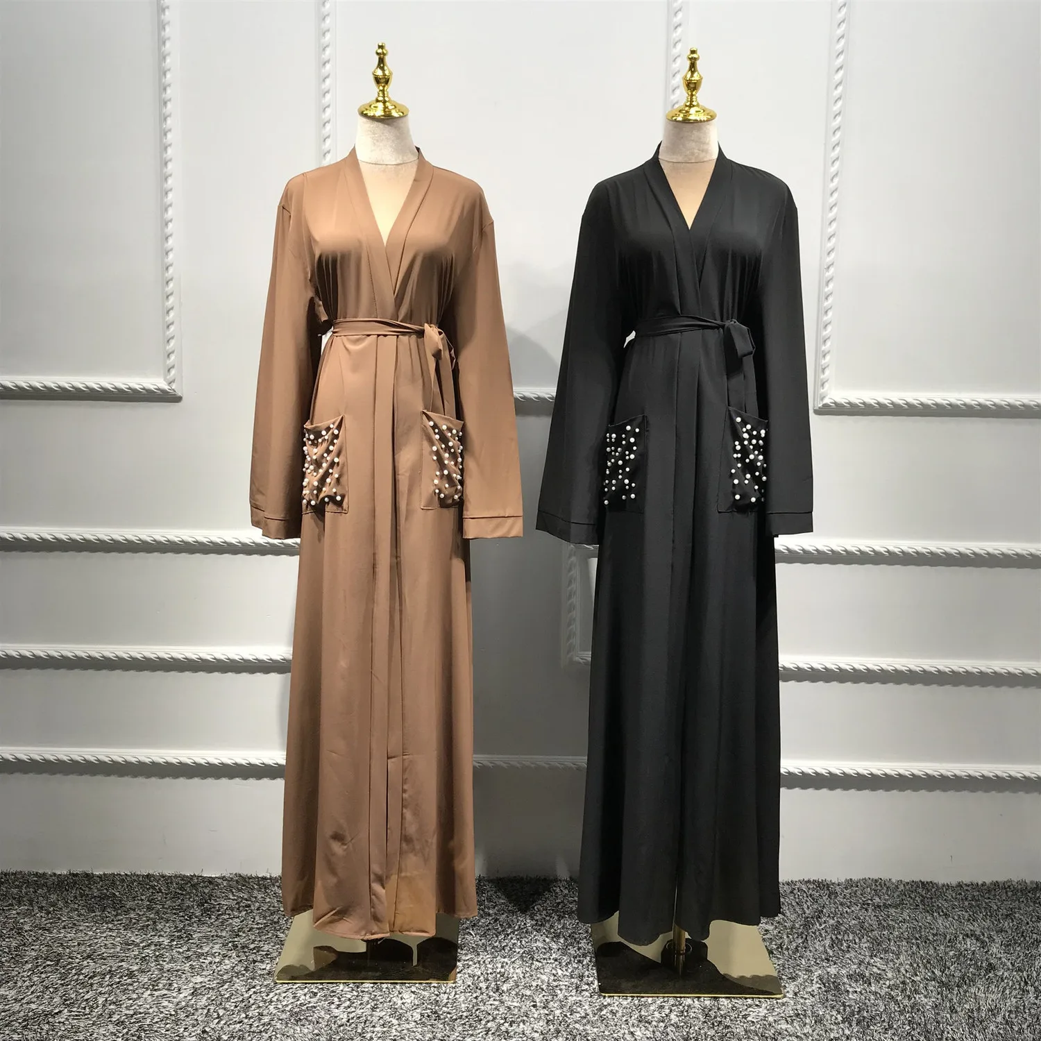 

Muslim Beading Abaya Cardigan Maxi Dress Hijab Kimono Long Robes Female Vestidos Middle East Ramadan Eid Turkish Islamic Prayer