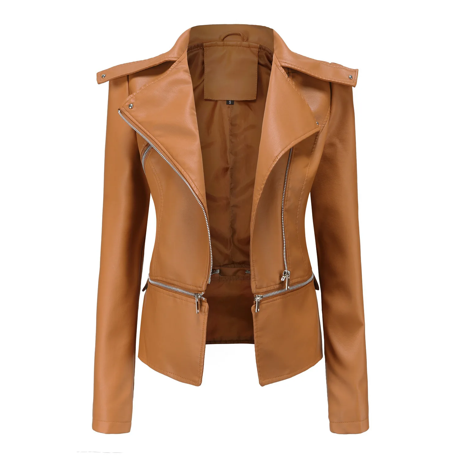 2021 women's wear European new leather clothes women's hem detachable spring and autumn coat women's fashion casual jacket