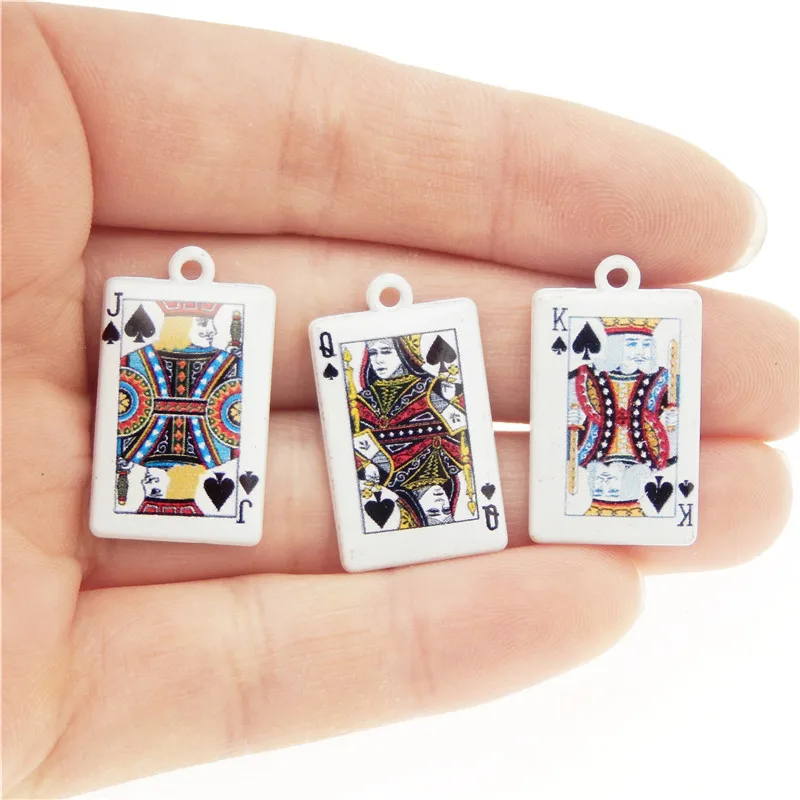 6/8/10 шт. Микс Джокер Король Королева покерная карта кулон молочно-белый покрытый