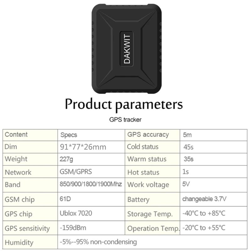 

Long Battery GPS Tracker TK800B Vehicle Locator Car Tracking Devices Magnetic J6PB