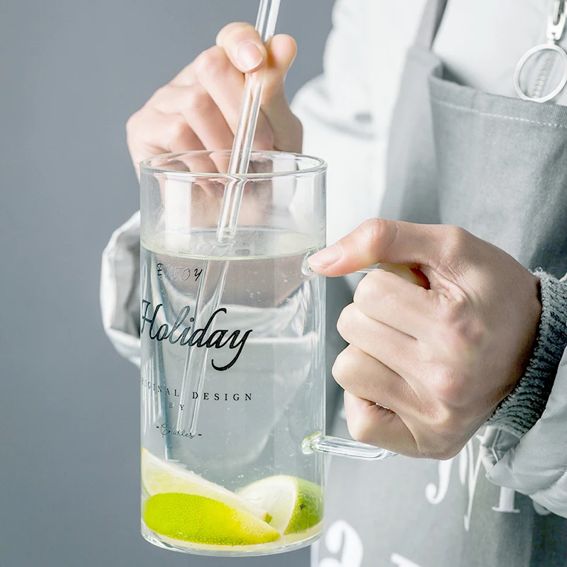 700 мл большая емкость однослойное стекло с ручкой чашка для сока крышкой чая