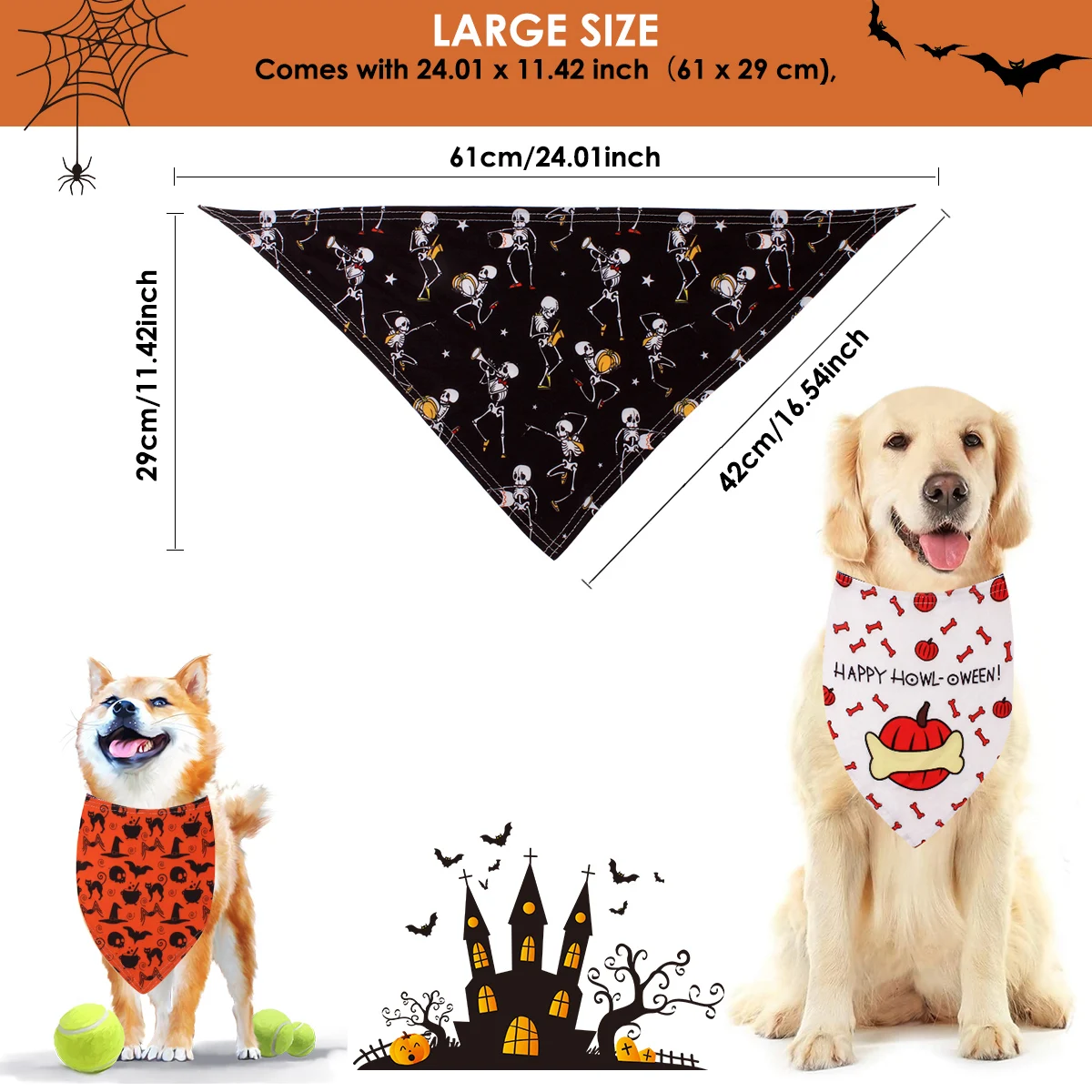 

3pcs Halloween Dog Bandanas Pet Neck Scarf Neckerchief Costumes Accessories for Halloween Festival Party