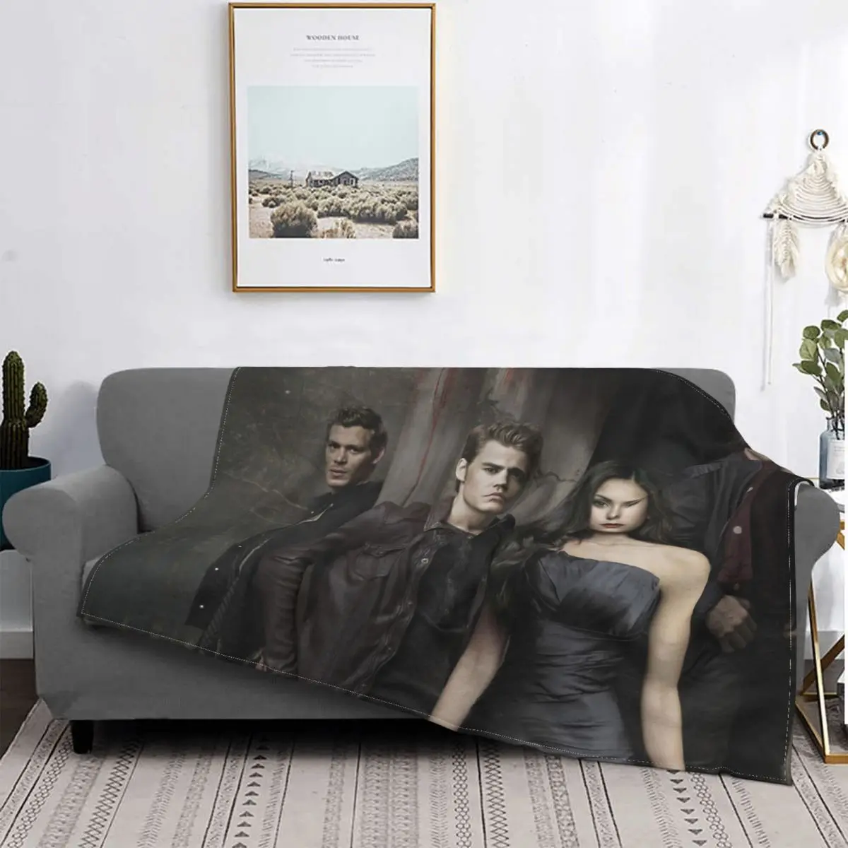 

The Vampire Diaries Elena Gilbert Horror TV Series Blanket Flannel Decoration Soul Portable Home Bedspread
