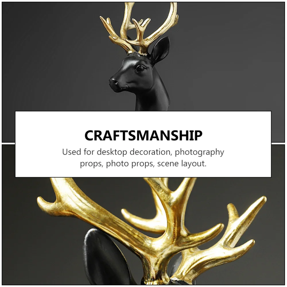 

1PC Creative Home Desktop Adornment Delicate Lucky Deer Head Crafts (Black)