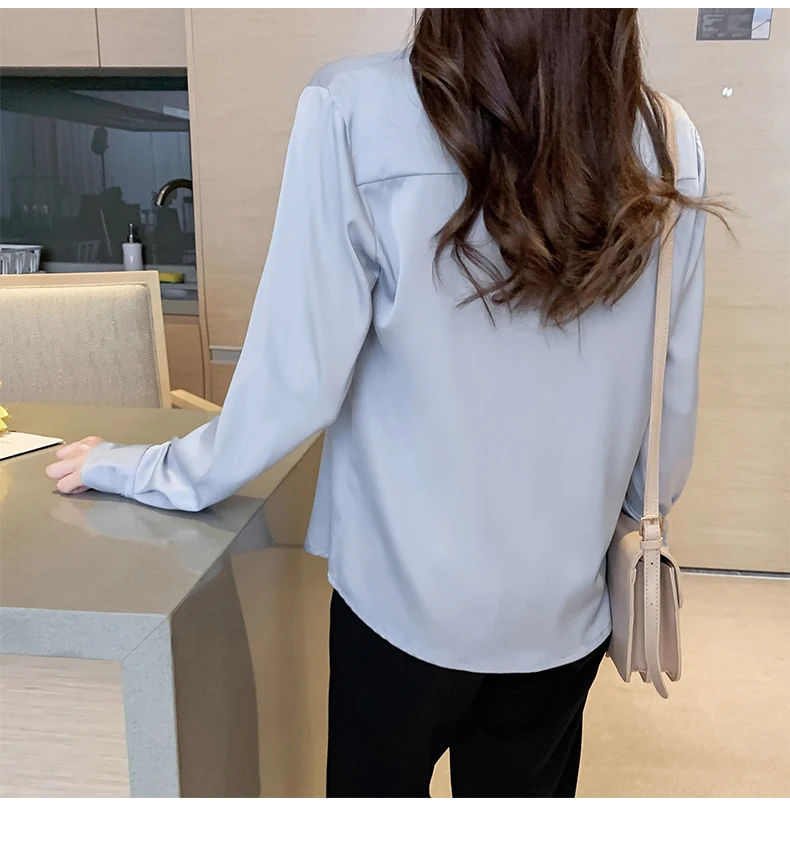 

Silk Shirt Women Long Sleeve Shirts Women White Shirt Woman Silk Blouse Tops Plus Size Casual Woman Solid Basic Shirts Blouses