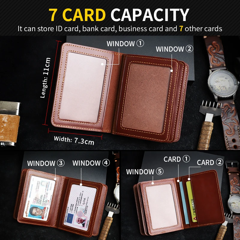 Handmade Drive License Holder Bag Genuine Leather Card Slot Case Portable Credit Cards ID Card Wallet