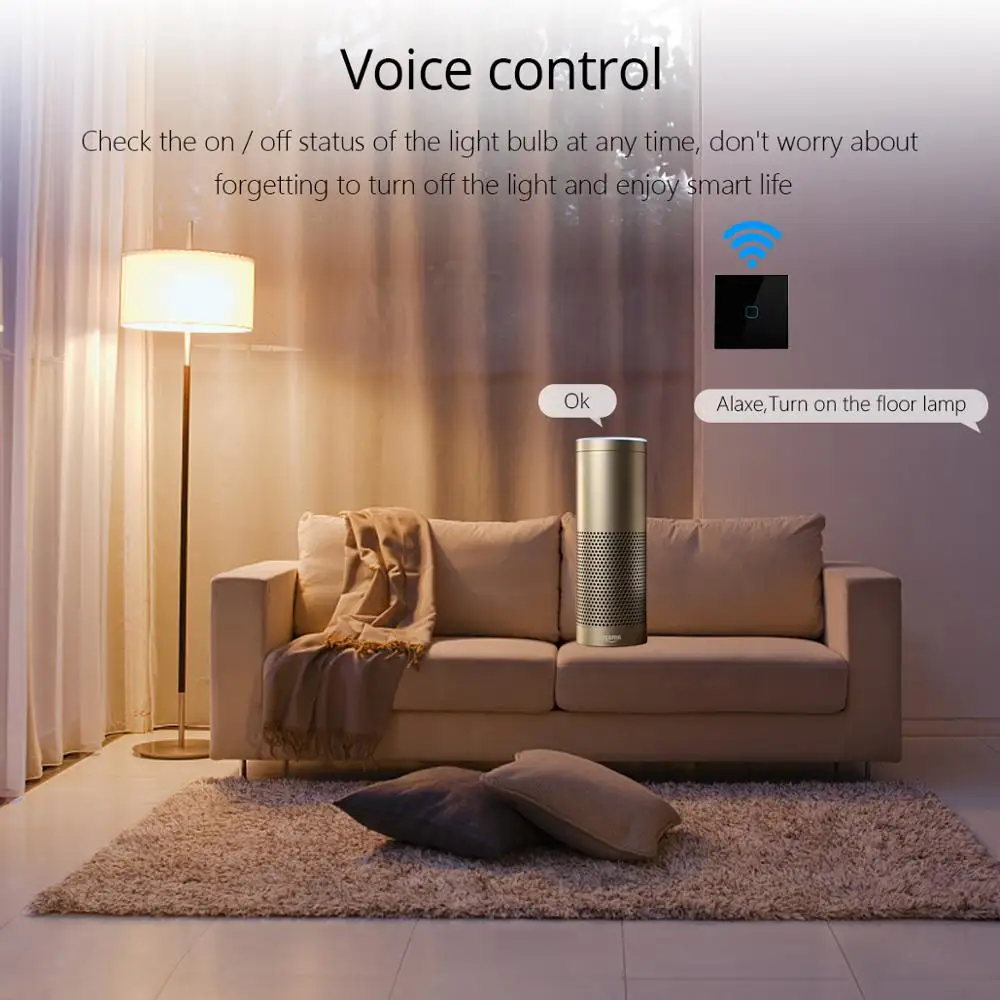 Умный выключатель Tuya для умного дома стеклянный сенсорный Wi-Fi голосовое