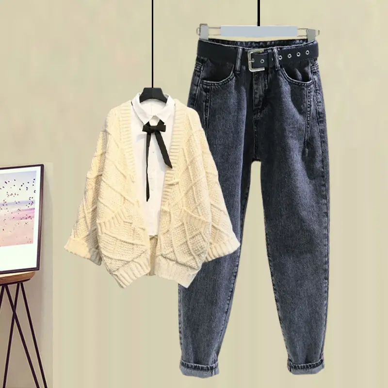 Женские осенние модные костюмы 2021 женский свободный вязаный кардиган пальто