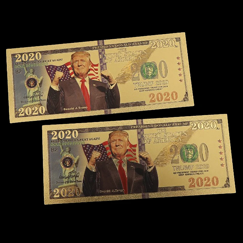 1pc Trump Gold Plated Dollars Antique Plated Commemorative Notes Gifts Collection Realistic Souvenir Fake Money Coin