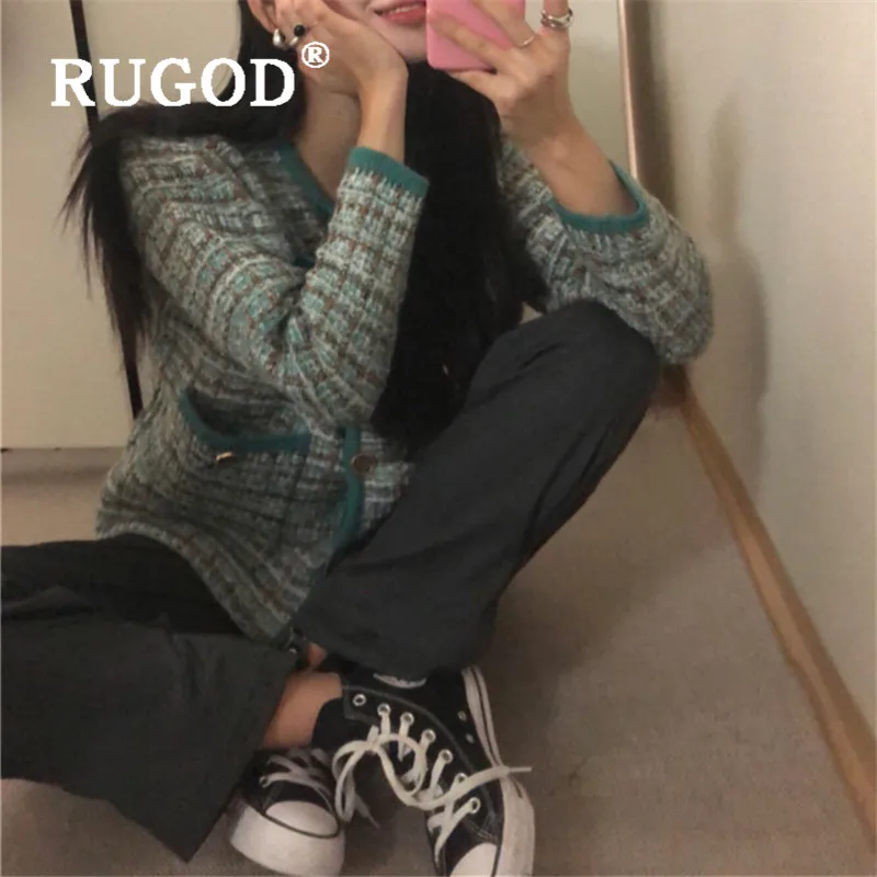Женский однобортный Кардиган RUGOD шикарный винтажный свитер в Корейском стиле с