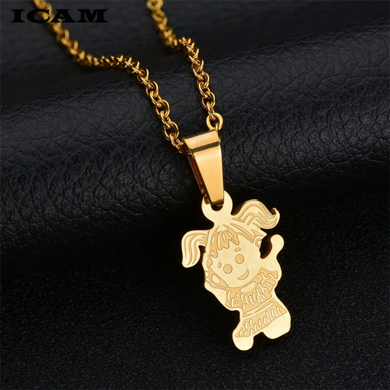ICAM/милое семейное ожерелье из нержавеющей стали для мальчиков и девочек/сына
