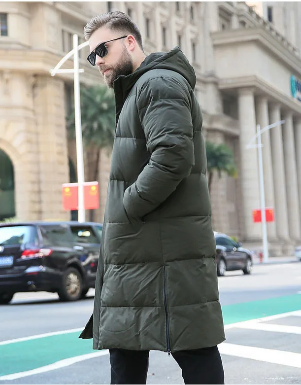 New winter fashion man's duck down long coat & jacket warm parkas for male with a hood hat black green 5xl 6xl 7xl 8xl 9xl 10xl