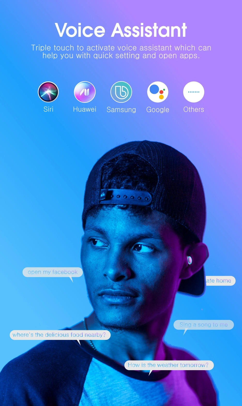 Votoon TWS настоящие беспроводные наушники Bluetooth V5.0, наушники, Спортивная гарнитура, наушники с управлением ии, 2500 мА/ч, светодиодный, умный внешний аккумулятор