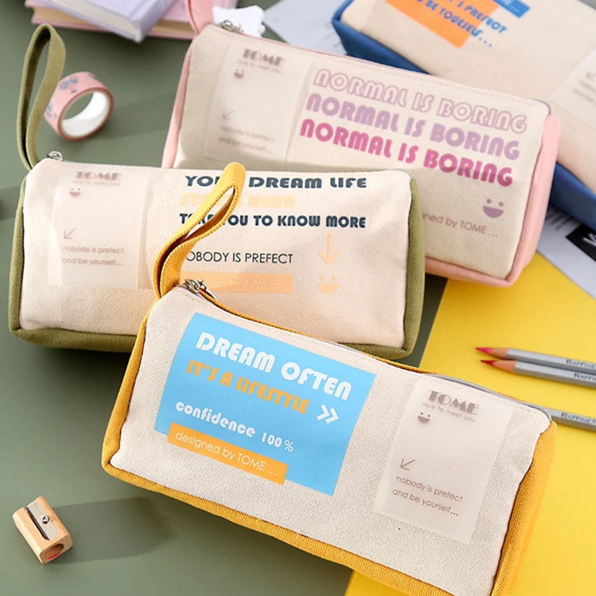 

Multi-layer Stationery Bag Pencil Bag Large Capacity Multi-function Junior High School Students Simple Canvas Pencil Case