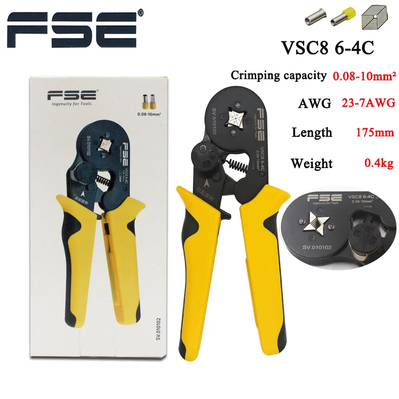 VSC8 6-4C VSC9(hsc8) 10-6A 0,08-10mm2 26-7AWG 6-6 6-6A precisa Регулируемая квадратная трубка кружева алюминиевый сплав обжимной herramientas de mano - Цвет: VSC8 6-4C