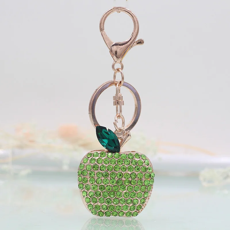 Креативная Бриллиантовая фруктовая цепочка для ключей в виде яблока модный
