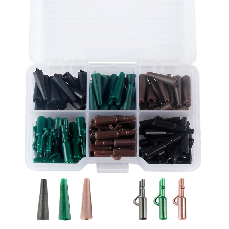 

120Pcs Carp Fishing Tackle Kit, Clip Tail Cone Rolling Swivel with Assortment Box Fishing Accessories