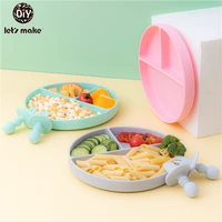 silicone baby plates food feeding dishes childrens bowl spoon set plates for food no slip infant food supplement feeding plate