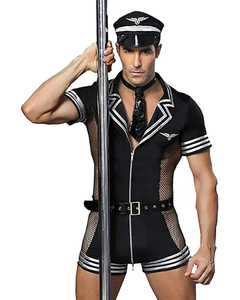 Мужская сексуальная униформа для пилота комплект ролевой игры нижнее белье