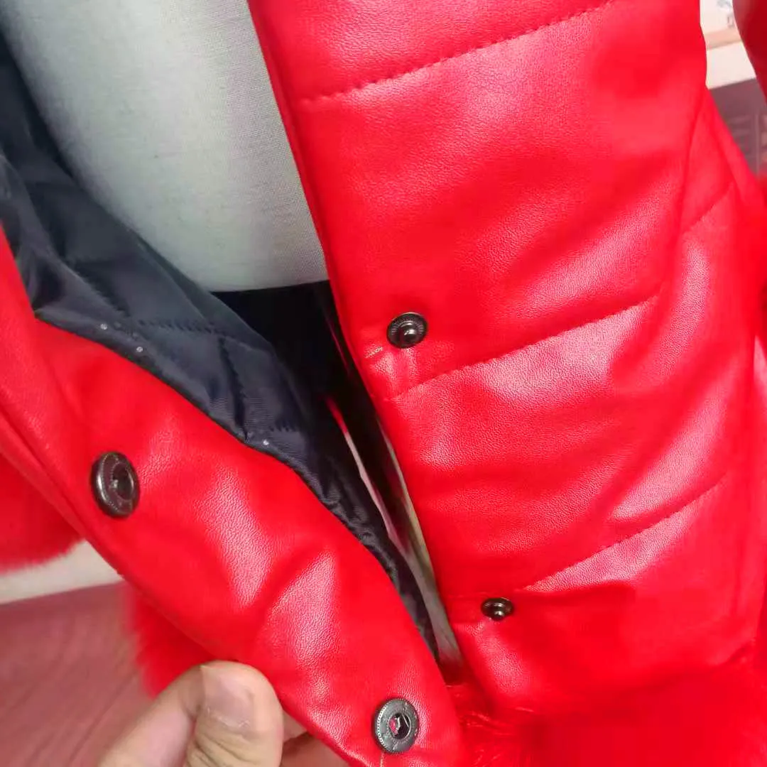 

Solid Cotton-Padded Jacket for Kids Girl Fashion Coat Fur Hooded Outerwear Baby Warm PU Leather Jacket Toddler Winter Clothes