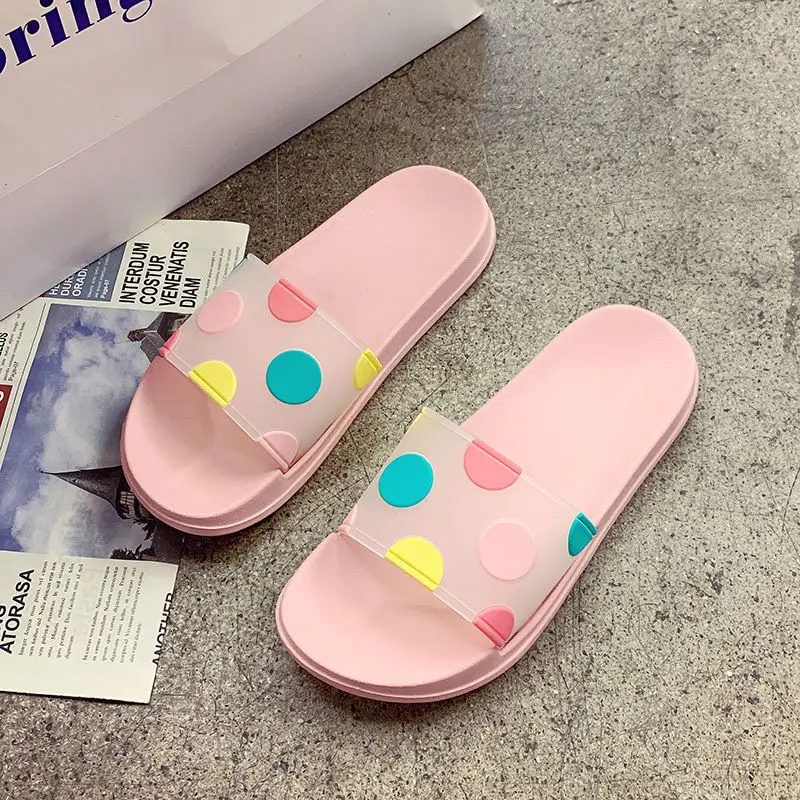 Cute girl heart dot slippers girl trendy non-slip bathroom bath home slippers shoes women slipper women flat slippers for women