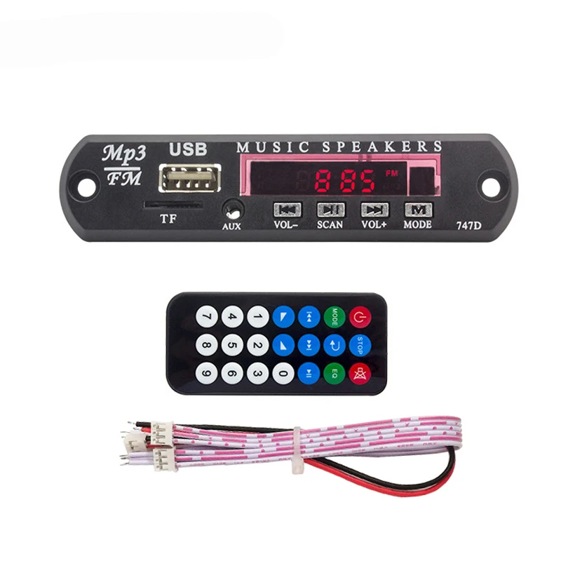 Автомобильный MP3 WMA FM AUX декодер плата DC 5 в 12 В USB 3 мм TF Радио Аудио плеер модуль с