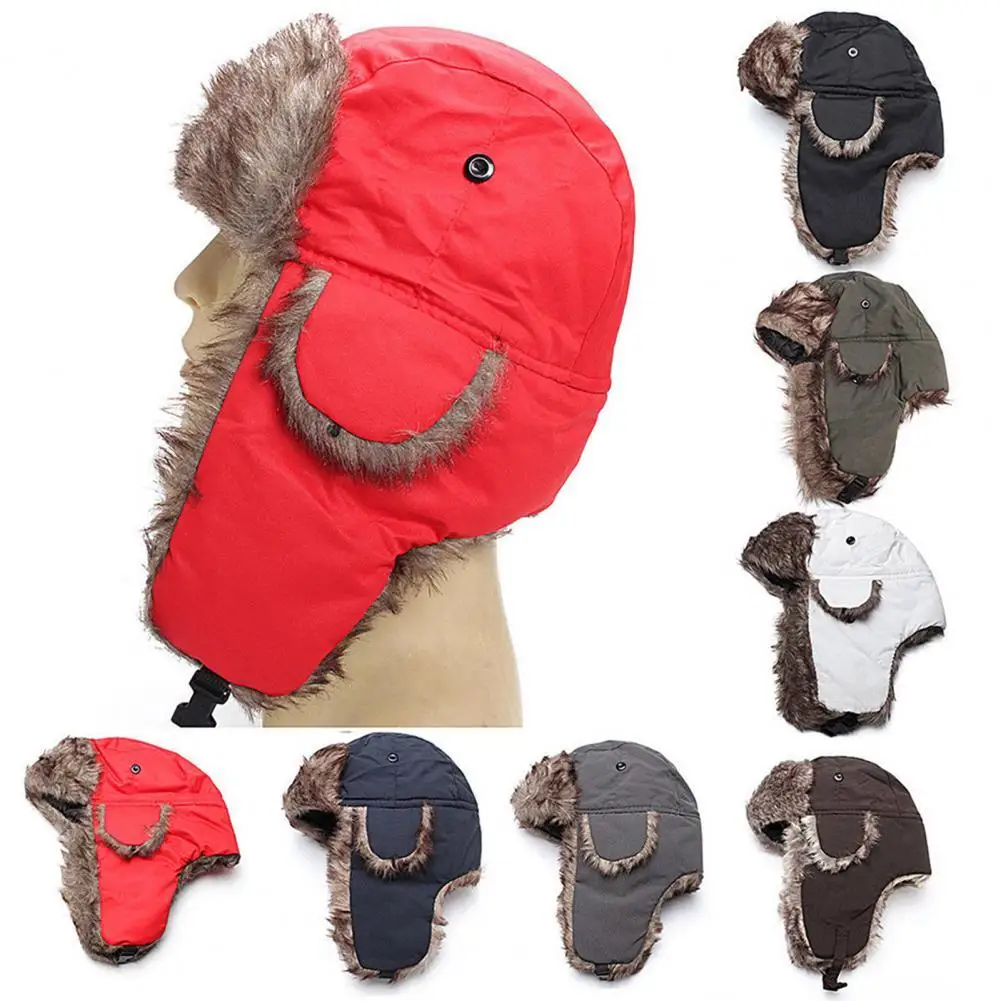 

Winter Bomber Hats Men Women Adult Unisex Ski Bomber Hat Winter Windproof Trapper Trooper Earflap Warm Cap Ski Anti-snow Caps