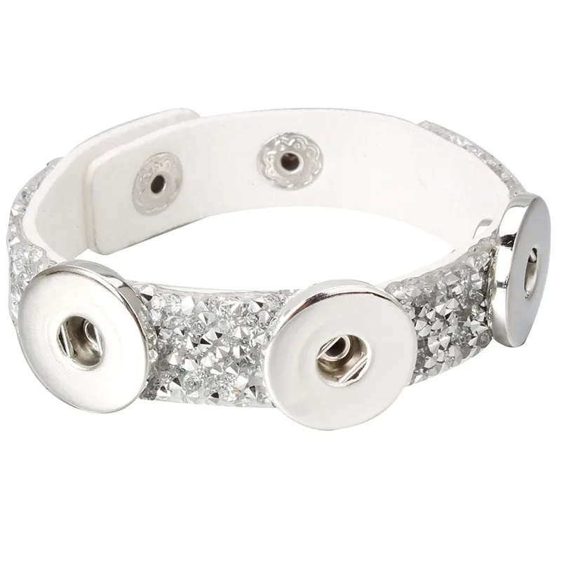 Новые ювелирные изделия Стразы кожаный браслет с застежкой 3 кнопки браслеты