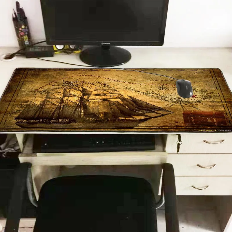 xgz pirate ship large gaming mouse pad lock edge mouse mat for laptop computer keyboard pad desk pad for dota 2 lol mousepad xxl free global shipping