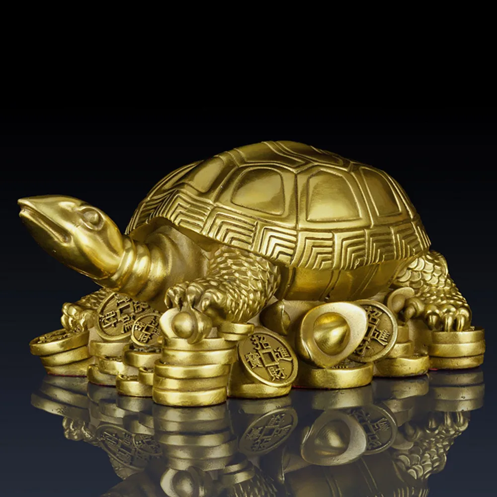

1Pc Tortoise Model Artware Household Adornment Classical Artware Gift (Golden)