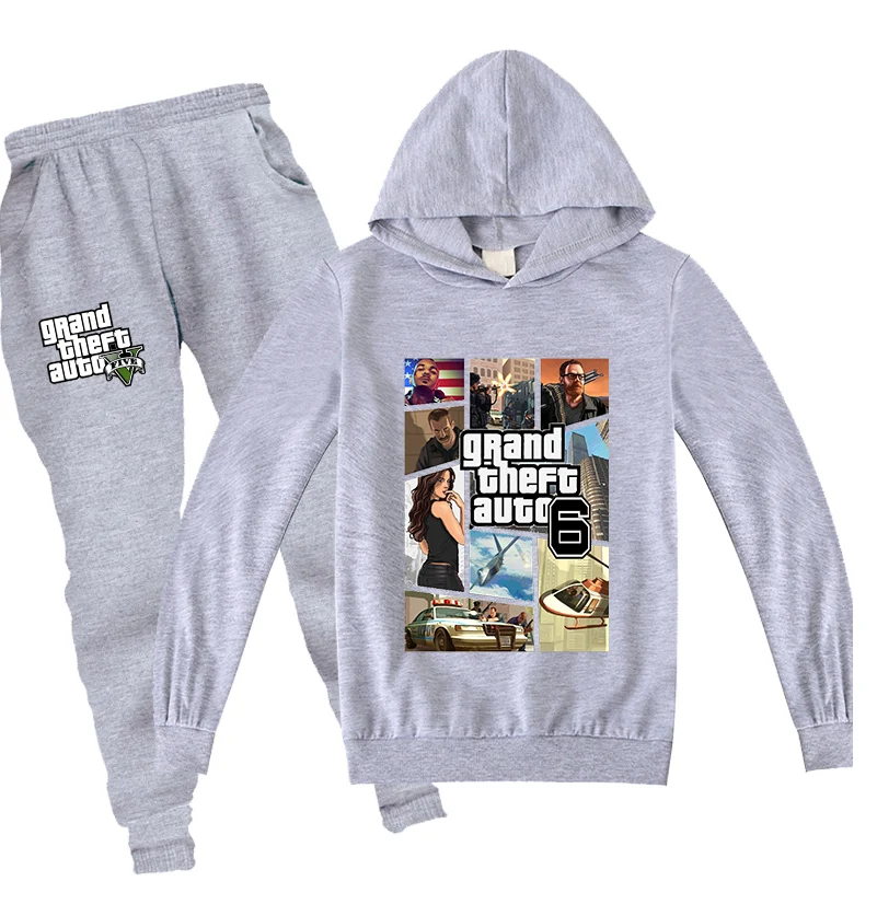 2020 Children Outfits Kids Hooded Tops GTA 5 Fashion Sweatshirt Boy Hoodies Pants 2pcs Sets Cosplay Costume Casual Anime Toddler | Детская