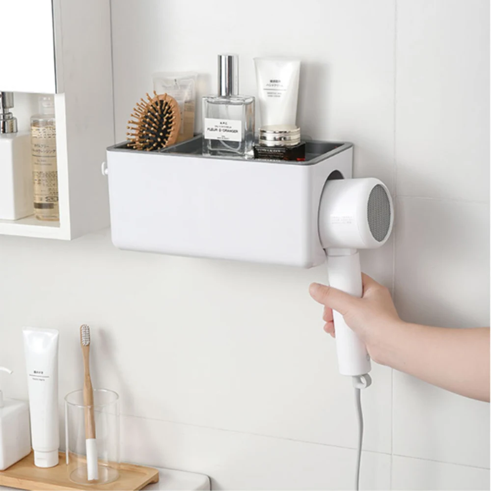 

Bathroom Accessories Hair Dryer Storage Rack ABS Wall Stand Sturdy Adhesive Mount Stand Storage Holder