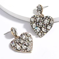 lubov elegant multi color acrylic stone heart drop earrings crystal loop pendant dangle earrings for women party jewelry new