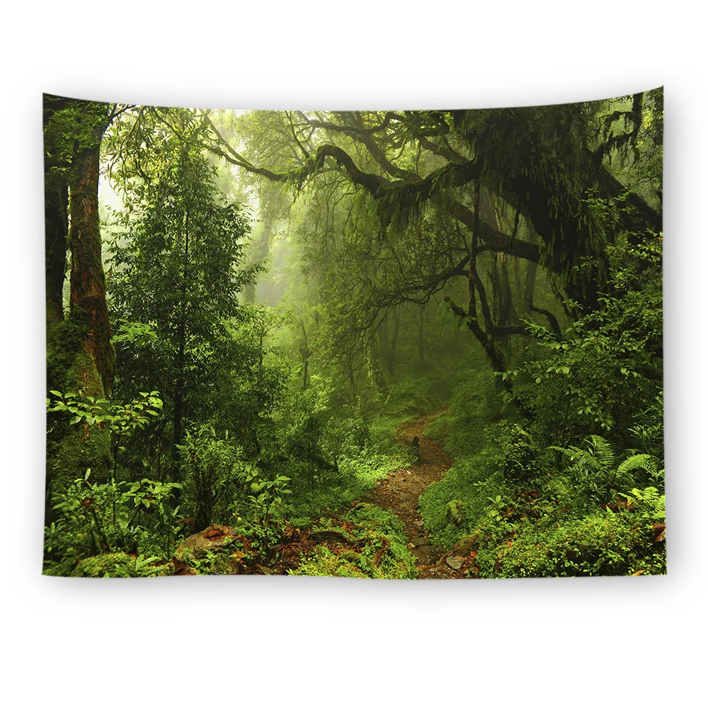 

Forest fantasy Tapestry Wall Carpet Cloth Hanging Leaf Home Decor Beach Mat Printing Polyester Living Room Mat