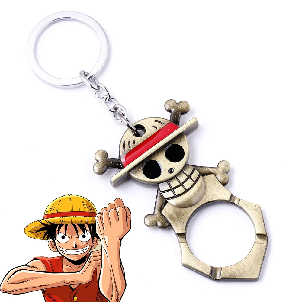 

Anime One Piece Monkey Luffy Cosplay Keychain Beer Bottle Opener Design Cartoon Figure Alloy Keychains Bags Pendant Props