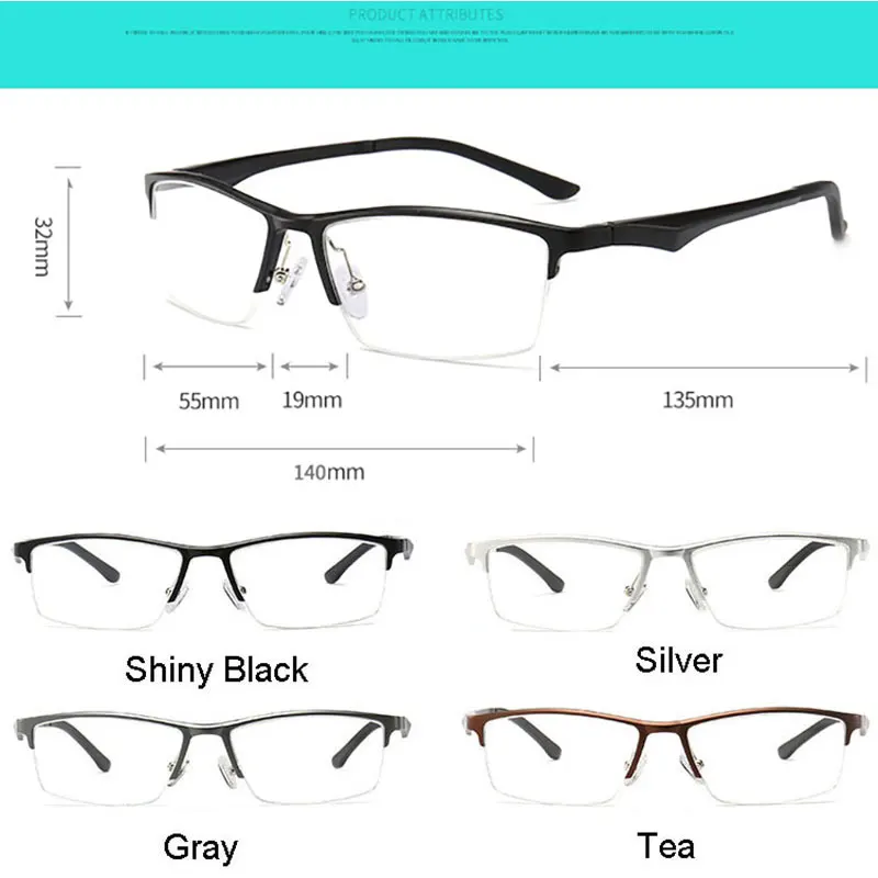 

New Arrival Aluminum Magnesium Frame Glasses Men Business Style Half Rim Eyewear Optical Spectacles with Spring Hinges
