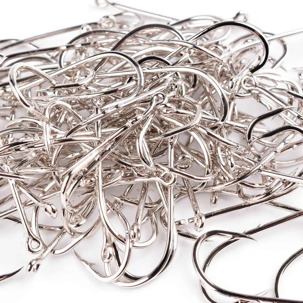 

50pcs/ Box Long Shank Fishing Hook 1#-10# Fish Hooks High Carbon Steel Sharp Barbed Offset Narrow Bait Hook