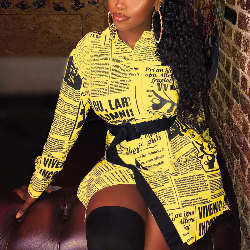 

2021 Plus Size Women Newspaper Print Letter Blouse Shirt Long Sleeve Sexy Vintage Female Blouse White Autumn Elegant Office Top