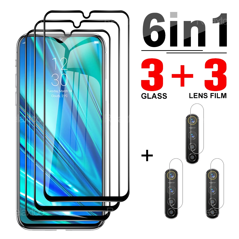 

6-in-1 Protective Tempered Glass On The For Oppo Realme 2 3 Pro Screen Protector For Oppo Realme 5F 5 pro C15 Phone Camera Lens