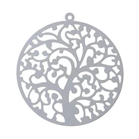 doreenbeads filigree stainless steel charm pendants round silver color tree carved hollow 43mm1 68 x 40mm1 581 piece