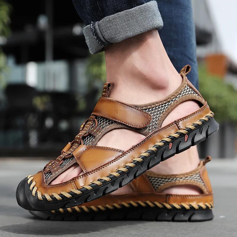Men's Sandals Summer Shoes High Quality Leather Mens Outdoor Comfortable Beach Mans Footwear | Обувь