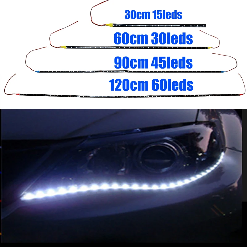 led strip 12v 3528smd 120/ 90/ 60/ 30CM cold white waterproof Red Green Blue Yellow LED Light Strip for car interior motorcycle
