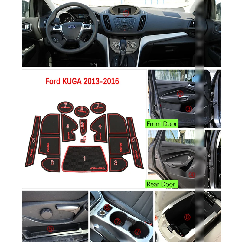 Противоскользящая резиновая подстилка для дверей Ford KUGA 2013 ~ 2016 Escape MK2 pre-facelift 2014 2015