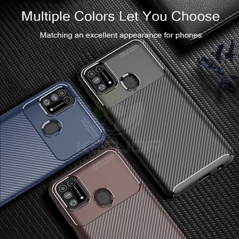Чехол для Samsung Galaxy M31 бампер из углеродного волокна чехлы Мягкая силиконовая